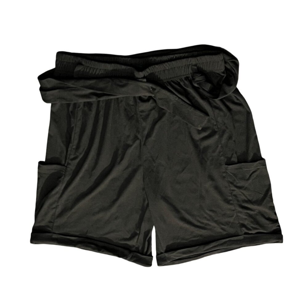 Halara High Waisted Soft Pull On Belted Casual Wide Leg Shorts Sz Large Womens B